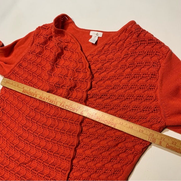 Chicos Crochet Knit Open Cardigan Sweater Size 2 Large Boho Festival Layering - Picture 5 of 7